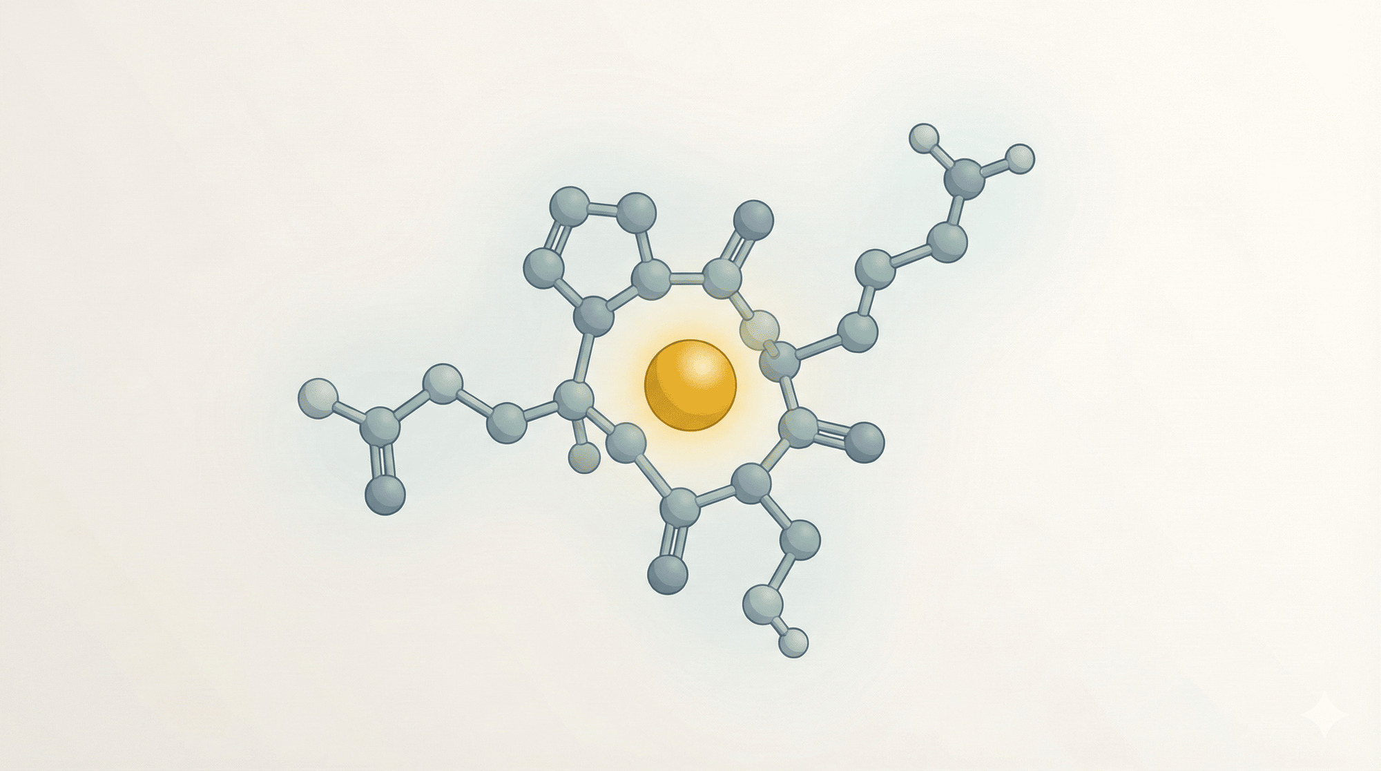 hilized GHK-Cu (Copper Tripeptide-1) vial beside a simple scientific illustration of the GHK tripeptide chelating a copper ion, on a clean white background